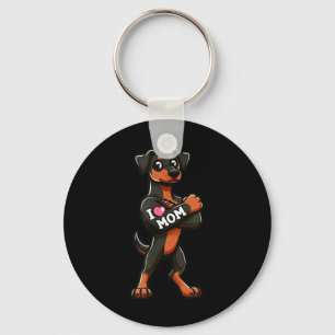 Doberman Pinscher I Liebe Mama Funny Dog Tattoo Schlüsselanhänger
