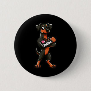 Doberman Pinscher I Liebe Oma Funny Dog Tattoo Button