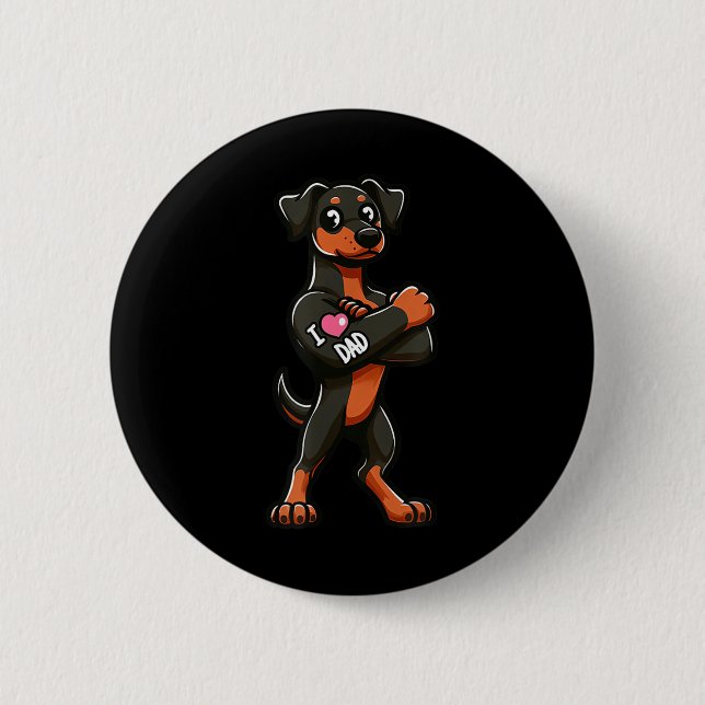 Doberman Pinscher I Liebe Vater Funny Dog Tattoo _ Button (Vorderseite)