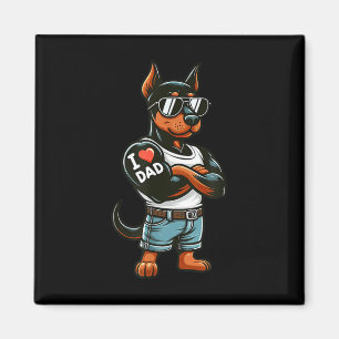 Doberman Pinscher I Liebe Vater Funny Dog Tattoo Magnet