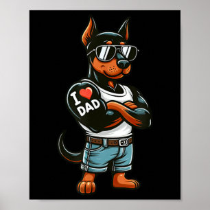 Doberman Pinscher I Liebe Vater Funny Dog Tattoo Poster