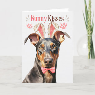 Doberman Pinscher im sonnigen Ohr für Ostern Feiertagskarte