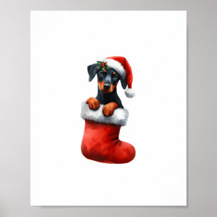 Doberman Pinscher in Sock Weihnachten Weihnachtsma Poster
