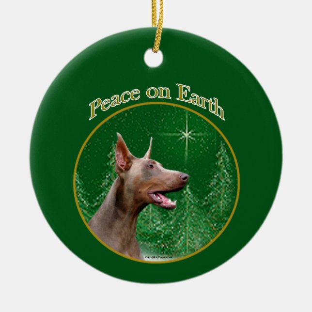 Doberman Pinscher (isabella) Peace Keramik Ornament (Vorne)