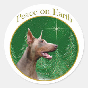 Doberman Pinscher (isabella) Peace Runder Aufkleber