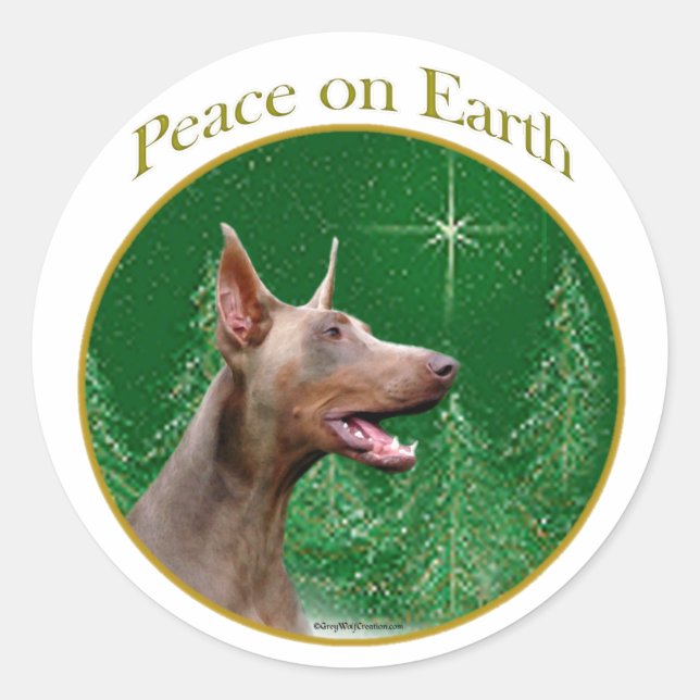 Doberman Pinscher (isabella) Peace Runder Aufkleber (Vorderseite)