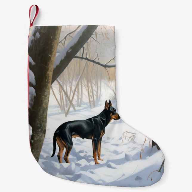 Doberman Pinscher lässt es Weihnachten Kleiner Weihnachtsstrumpf (Vorderseite)