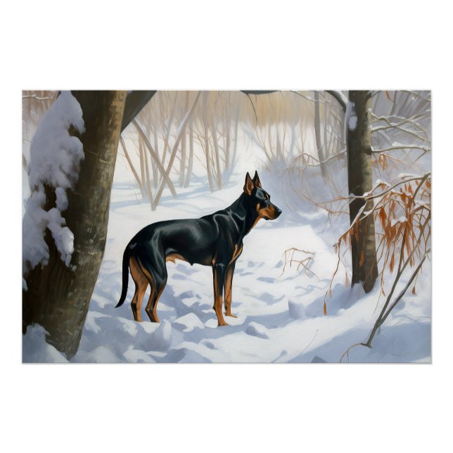 Doberman Pinscher lässt es Weihnachten Poster (Vorderseite)