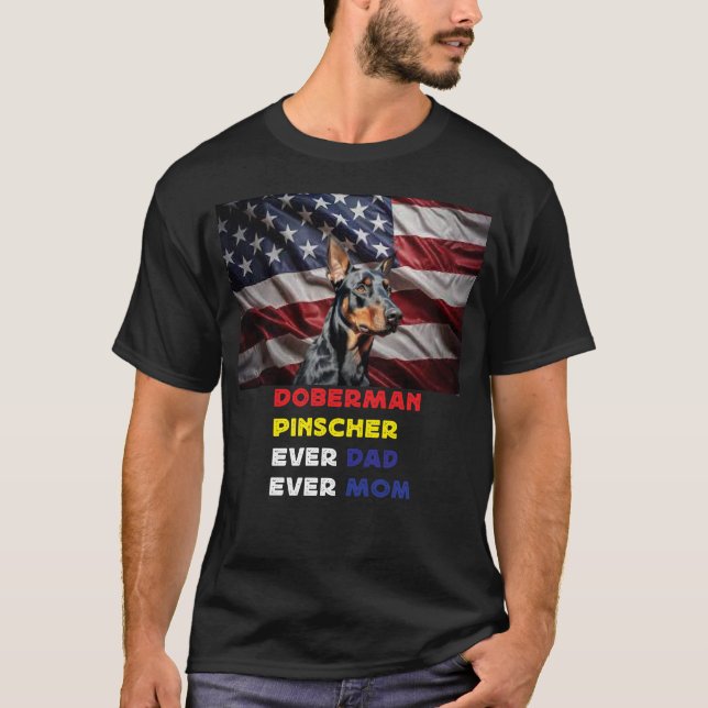 Doberman Pinscher Mama Vater T-Shirt (Vorderseite)