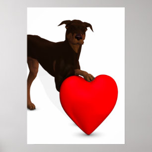 Doberman Pinscher mit Herz Poster