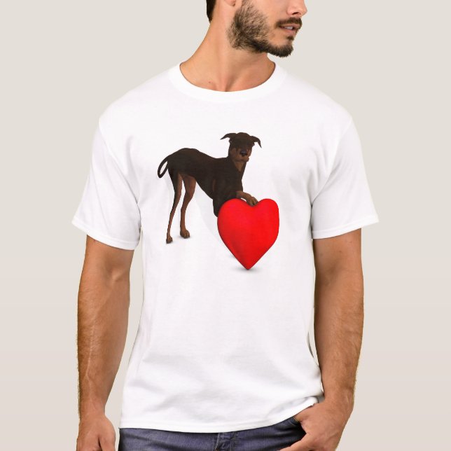 Doberman Pinscher mit Herz T-Shirt (Vorderseite)