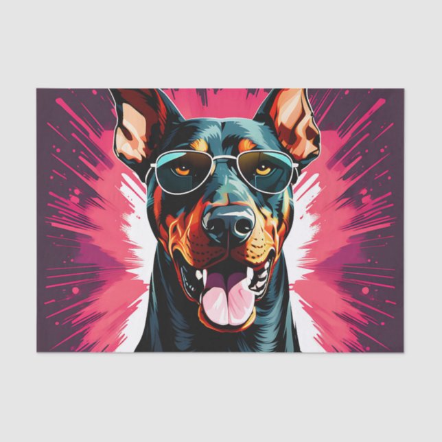 Doberman Pinscher mit Sonnenbrille Seidenpapier (Vorderseite)