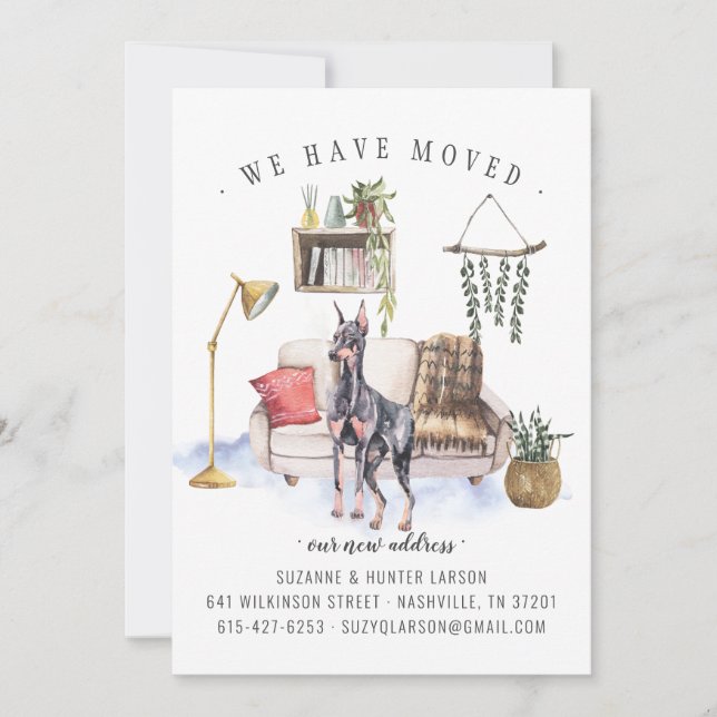 Doberman Pinscher Moving Ankündigung (Vorderseite)