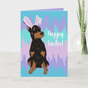 Doberman Pinscher Oaster Bunny Feiertagskarte