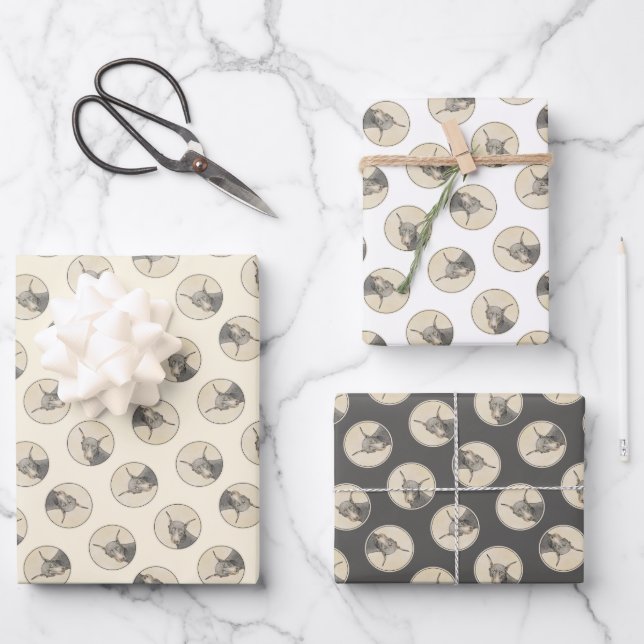 Doberman Pinscher Painting Dobermann Proppe Dog Ar Geschenkpapier Set (Vorderseite)