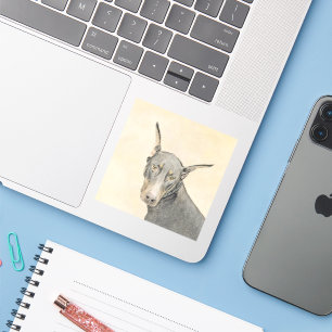 Doberman Pinscher Painting - Original Dog Art Aufkleber