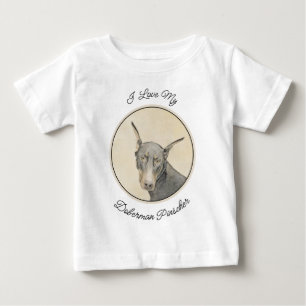 Doberman Pinscher Painting - Original Dog Art Baby T-shirt