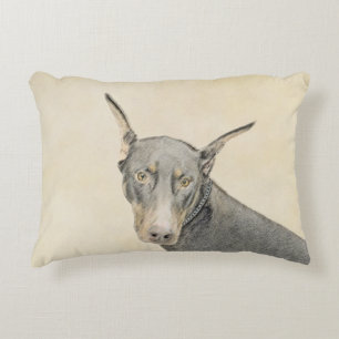 Doberman Pinscher Painting - Original Dog Art Dekokissen