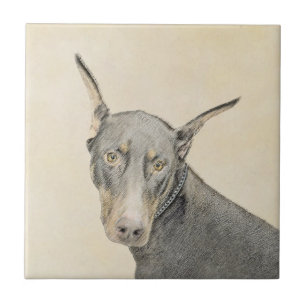 Doberman Pinscher Painting - Original Dog Art Fliese