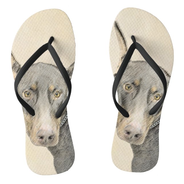 Doberman Pinscher Painting - Original Dog Art Flip Flops (Fußbett)