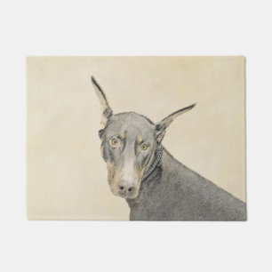 Doberman Pinscher Painting - Original Dog Art Fußmatte
