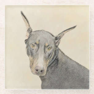 Doberman Pinscher Painting - Original Dog Art Glasuntersetzer