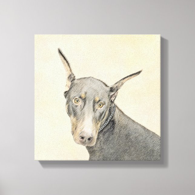 Doberman Pinscher Painting - Original Dog Art Leinwanddruck (Vorderseite)