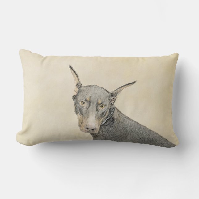 Doberman Pinscher Painting - Original Dog Art Lendenkissen (Vorderseite)