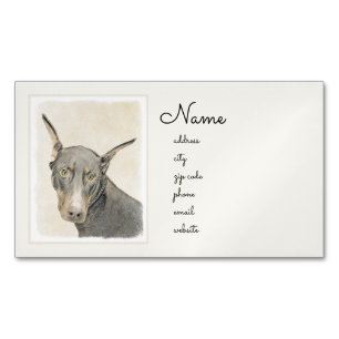 Doberman Pinscher Painting - Original Dog Art Magnetische Visitenkarte