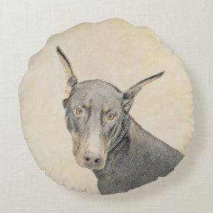 Doberman Pinscher Painting - Original Dog Art Rundes Kissen