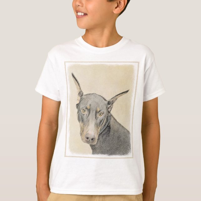 Doberman Pinscher Painting - Original Dog Art T-Shirt (Vorderseite)