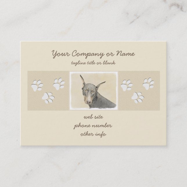 Doberman Pinscher Painting - Original Dog Art Visitenkarte (Vorderseite)