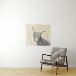 Doberman Pinscher Painting - Original Dog Art Wandteppich