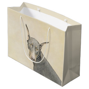 Doberman Pinscher Painting - Original Hund Art Große Geschenktüte