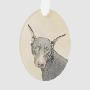 Doberman Pinscher Painting - Original Hund Art Ornament