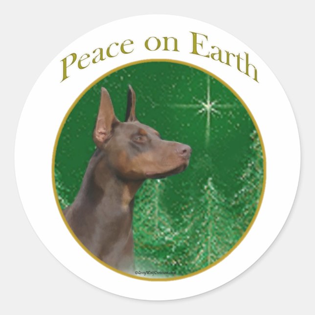 Doberman Pinscher Peace Runder Aufkleber (Vorderseite)