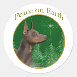 Doberman Pinscher Peace Runder Aufkleber