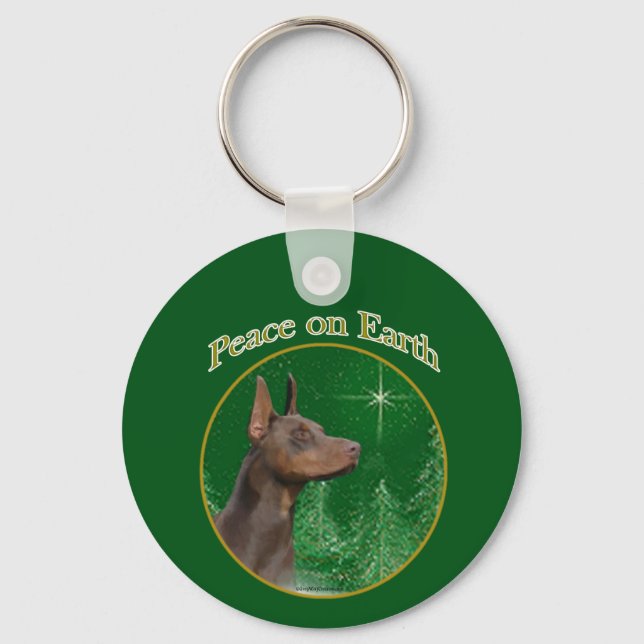 Doberman Pinscher Peace Schlüsselanhänger (Vorderseite)