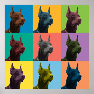 Doberman Pinscher Pop-Art-Poster Poster