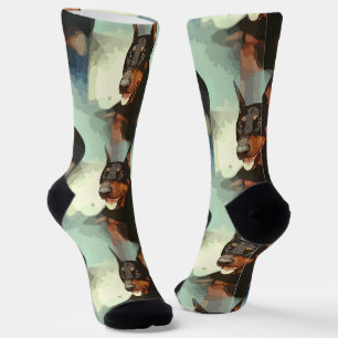 Doberman Pinscher Portrait Socken