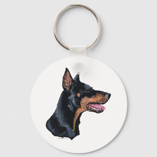 Doberman Pinscher Profil Schlüsselanhänger (Vorderseite)