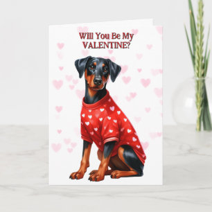 Doberman Pinscher Puppy in Sweater Valentine Feiertagskarte