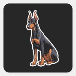 Doberman Pinscher Quadratischer Aufkleber