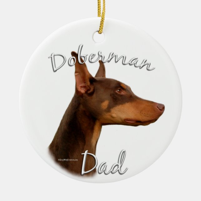 Doberman Pinscher (rot) Vater 2 Keramik Ornament (Vorne)