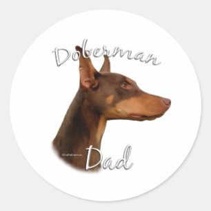 Doberman Pinscher (rot) Vater 2 Runder Aufkleber
