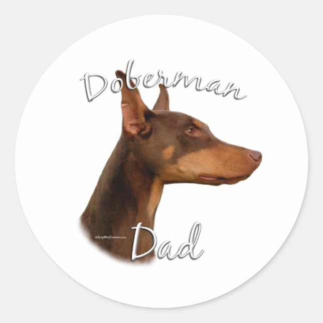 Doberman Pinscher (rot) Vater 2 Runder Aufkleber (Vorderseite)