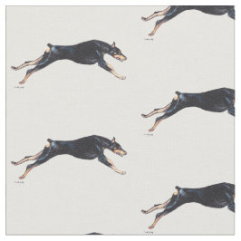 Doberman Pinscher Running Hund Kunstwerk Stoff