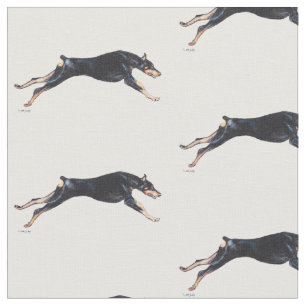 Doberman Pinscher Running Hund Kunstwerk Stoff