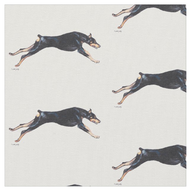 Doberman Pinscher Running Hund Kunstwerk Stoff (Nahaufnahme)
