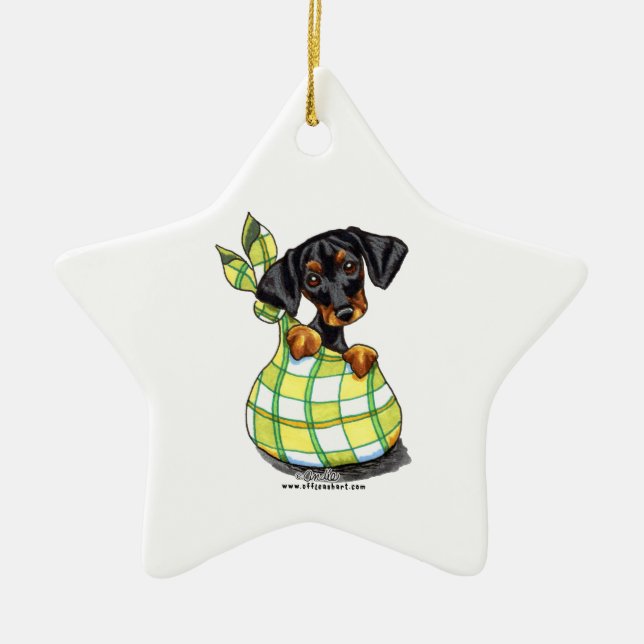 Doberman Pinscher Sack Puppy Keramikornament (Vorne)